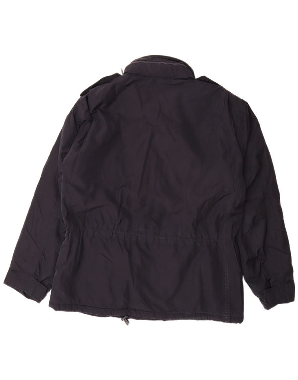 Alberto Aspesi Mens Hooded Military Jacket UK 40 Large Navy Blue Polyester