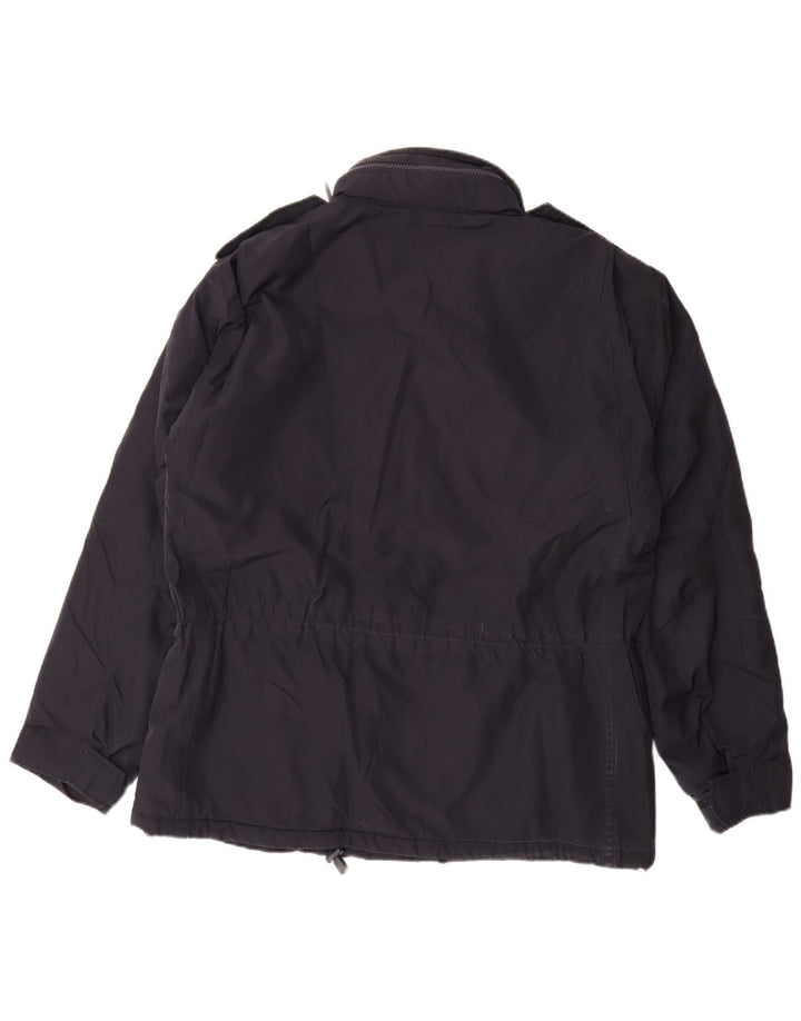 Alberto Aspesi Mens Hooded Military Jacket UK 40 Large Navy Blue Polyester