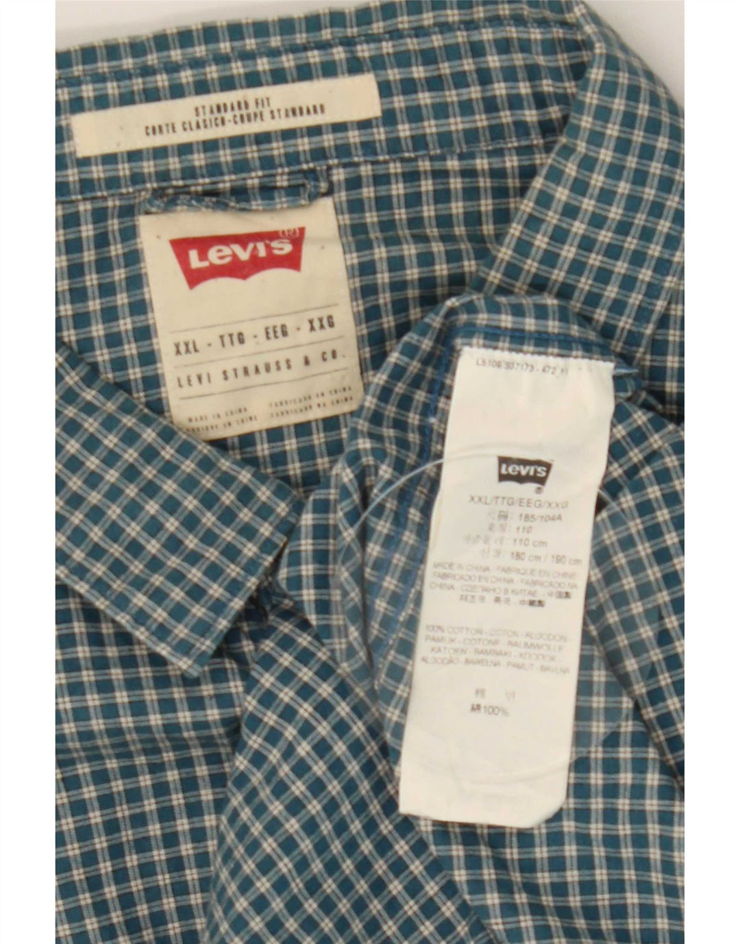 Levi's Mens Standard Fit Shirt 2XL Blue Check Cotton