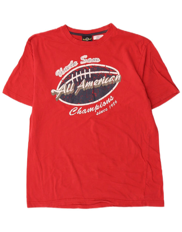 Uncle Sam Mens Graphic T-Shirt Top Medium Red Cotton