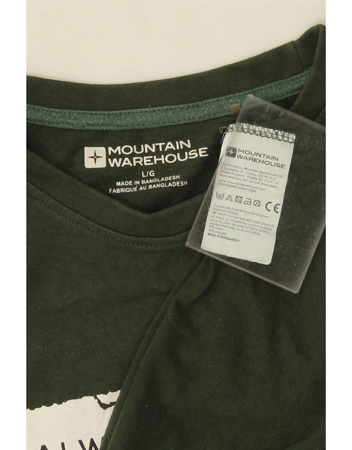 MOUNTAIN WAREHOUSE Mens Graphic T-Shirt Top Large Green Cotton