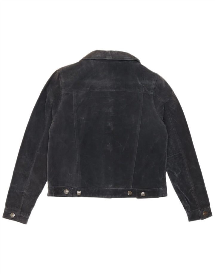 Vintage Womens Suede Jacket UK 14 Medium Grey Leather