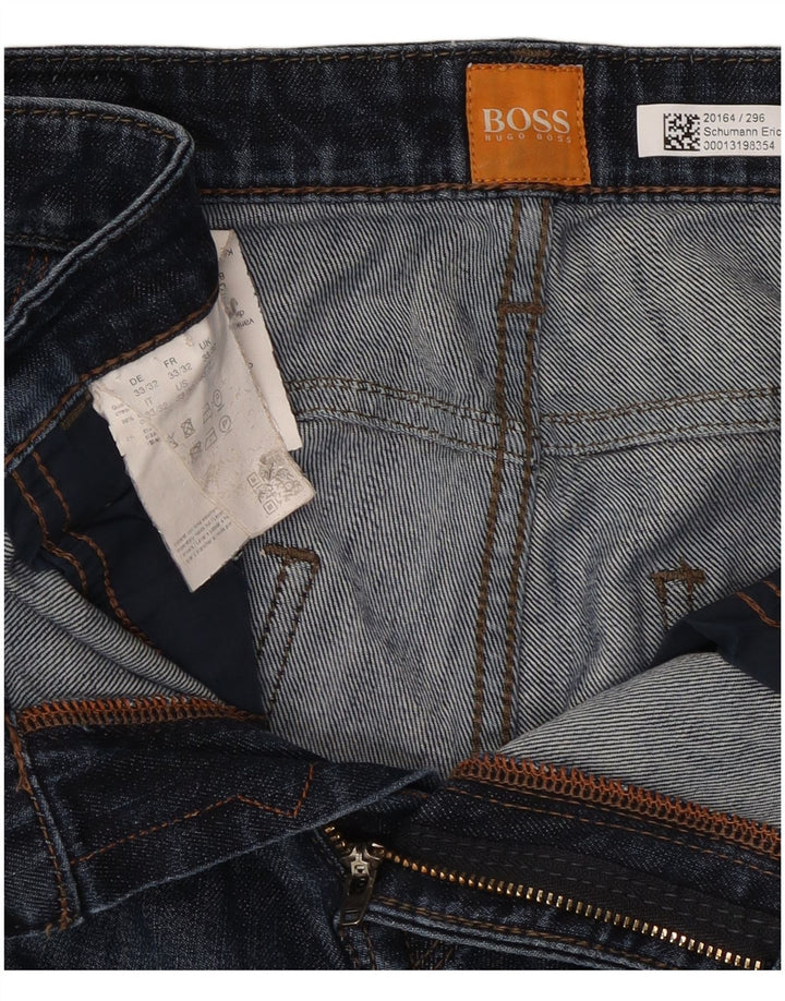 Hugo Boss Mens Straight Jeans W33 L32 Navy Blue Cotton