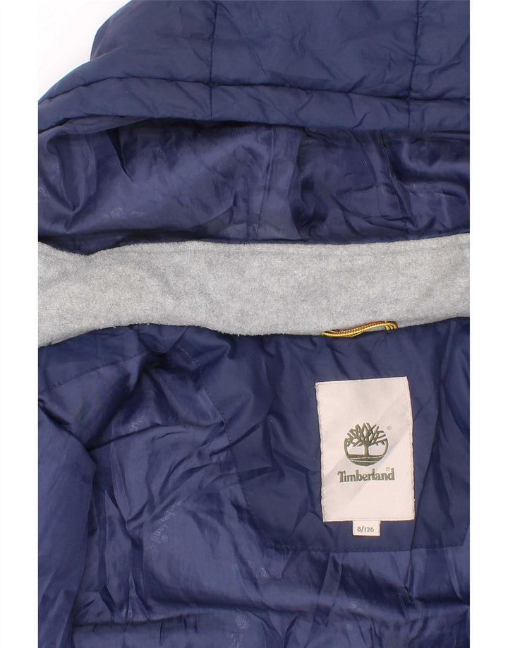 Timberland Boys Hooded Padded Jacket 7-8 Years Blue Polyester