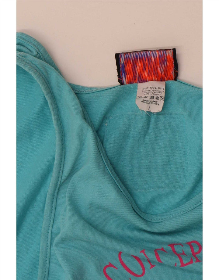 Asics Mens Graphic Vest Top Large Turquoise Cotton