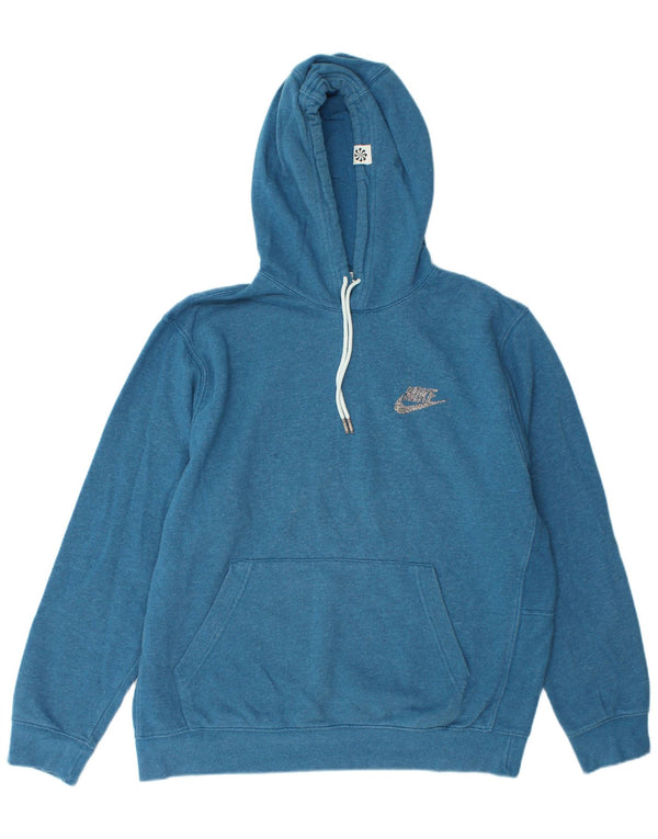 Nike Mens Hoodie Jumper Large Blue Cotton