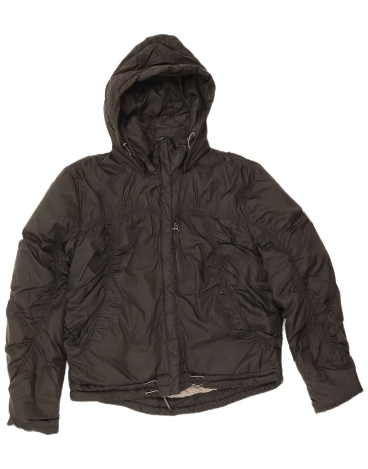 Vintage Womens Hooded Padded Jacket UK 16 Large Black Polyester