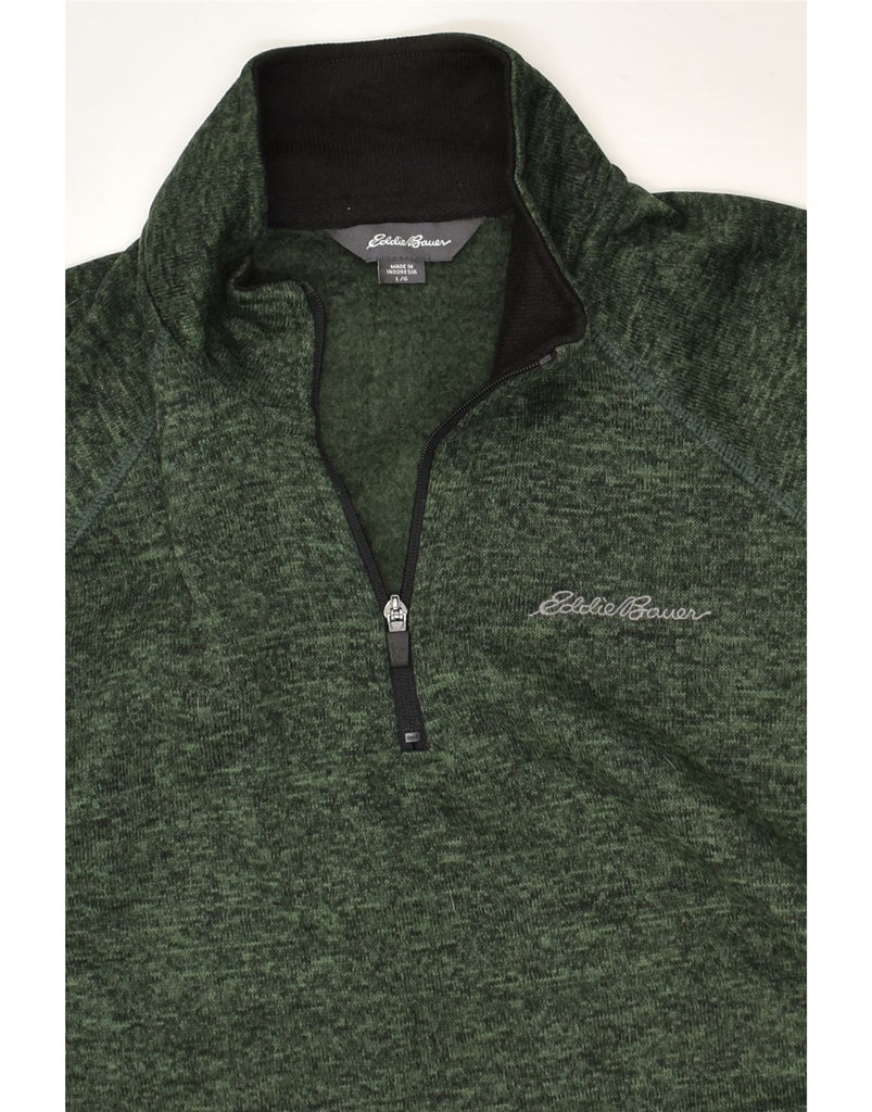 EDDIE BAUER Mens Zip Neck Sweatshirt Jumper Large Green Pinstripe | Vintage Eddie Bauer | Thrift | Second-Hand Eddie Bauer | Used Clothing | Messina Hembry 