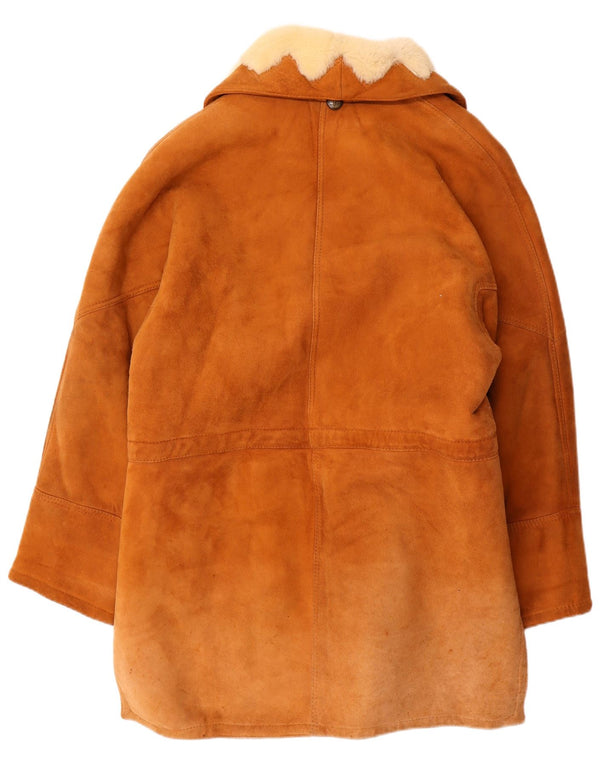 Vintage Womens Shearling Coat EU 44 XL Brown Shearling