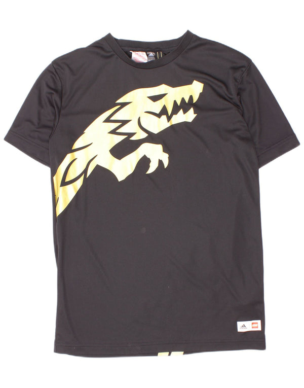 Adidas Boys Primegreen Graphic T-Shirt Top 11-12 Years Black Polyester