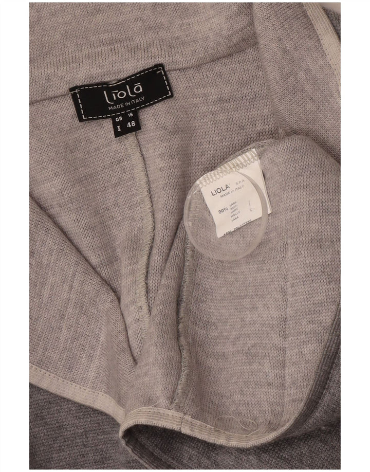 Liola Womens 3 Button Blazer Jacket UK 16 Large Grey Wool