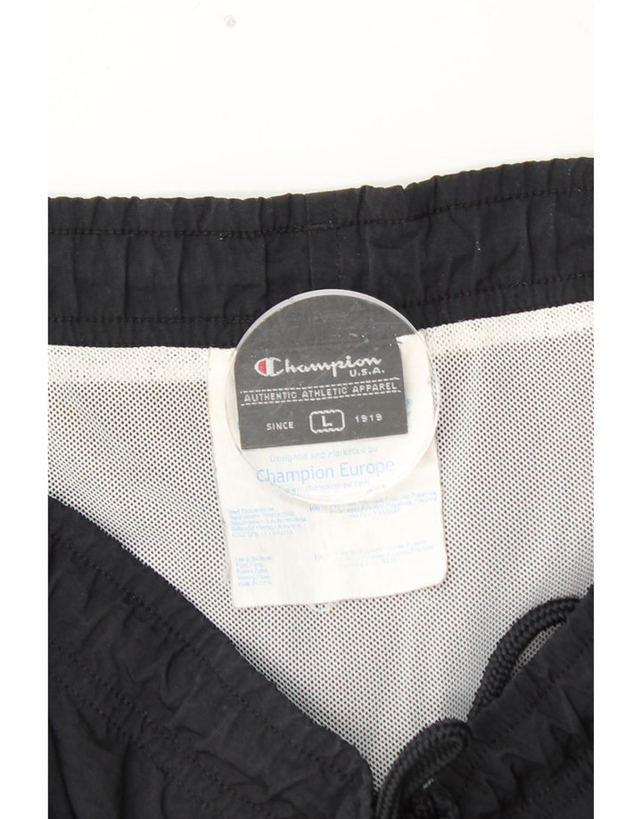 CHAMPION Mens Sport Shorts Large Black Colourblock Polyamide