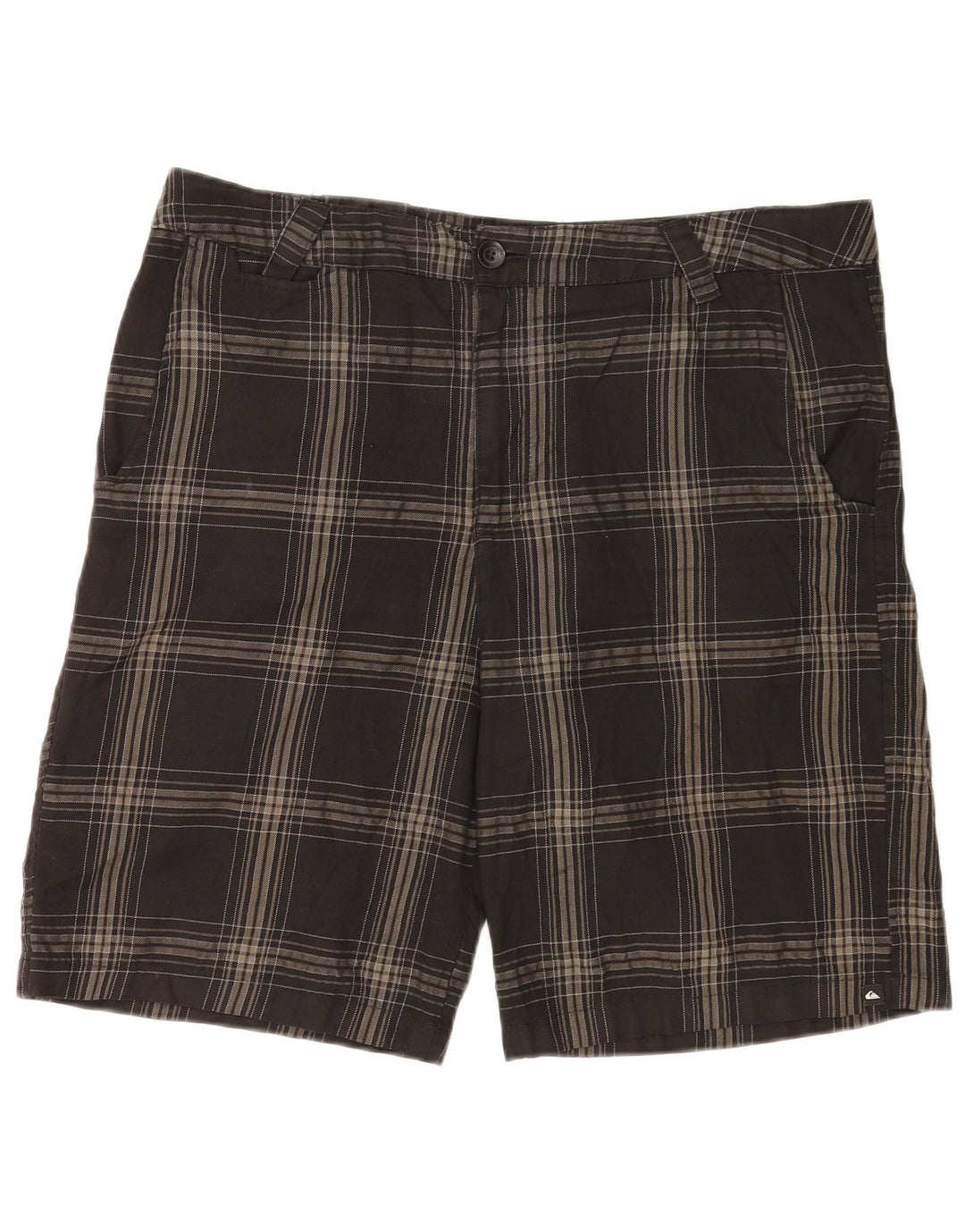 Quiksilver Mens Chino Shorts W36 Large Grey Check Polyester