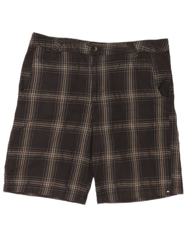 Quiksilver Mens Chino Shorts W36 Large Grey Check Polyester