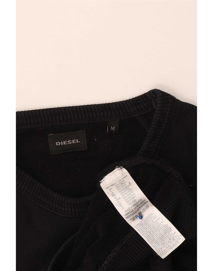 Diesel Mens Graphic Sweatshirt Jumper Medium Black Cotton
