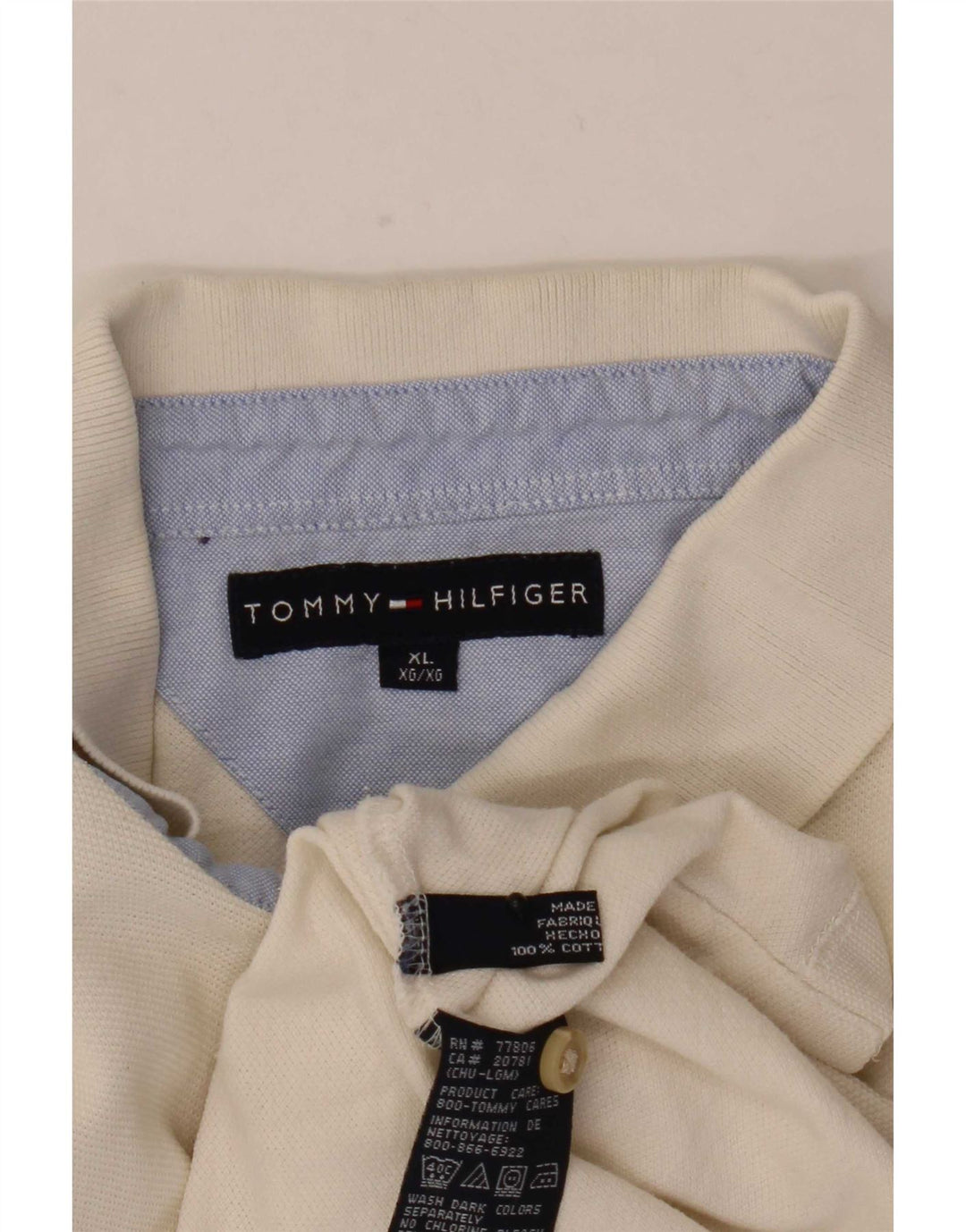 Tommy Hilfiger Mens Polo Shirt XL White Cotton