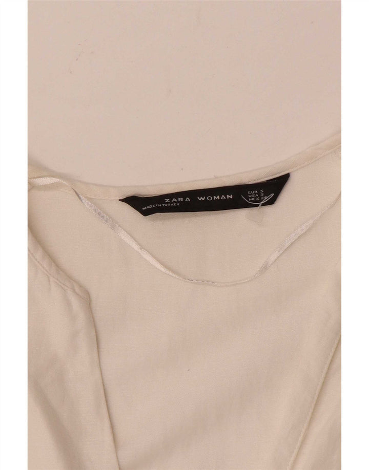 Zara Womens 3/4 Sleeve Tunic Top UK 10 Small White