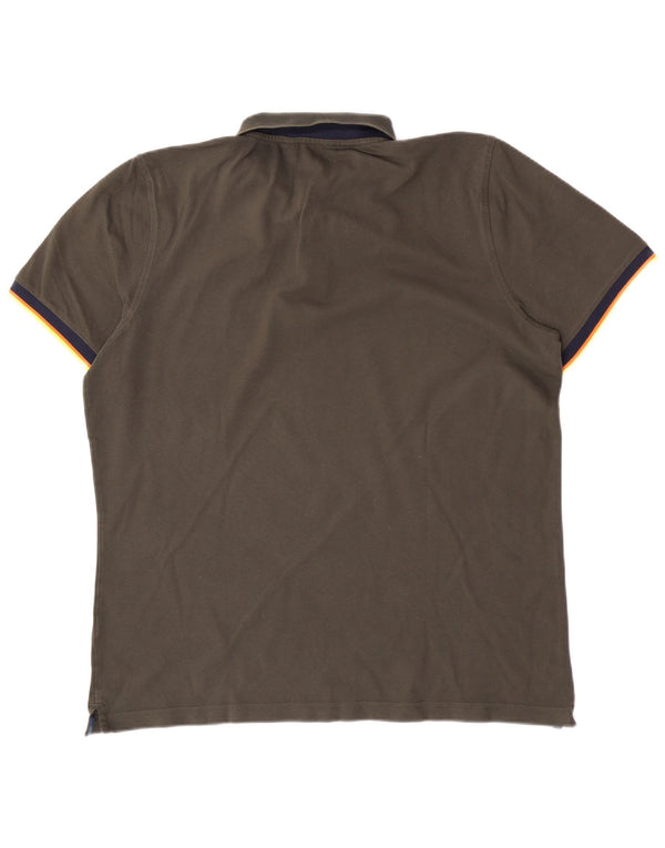 K-Way Mens Polo Shirt XL Khaki Colourblock