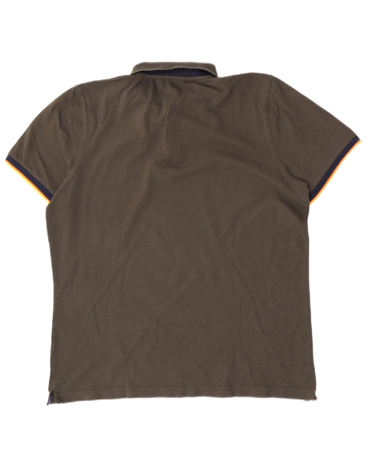 K-Way Mens Polo Shirt XL Khaki Colourblock