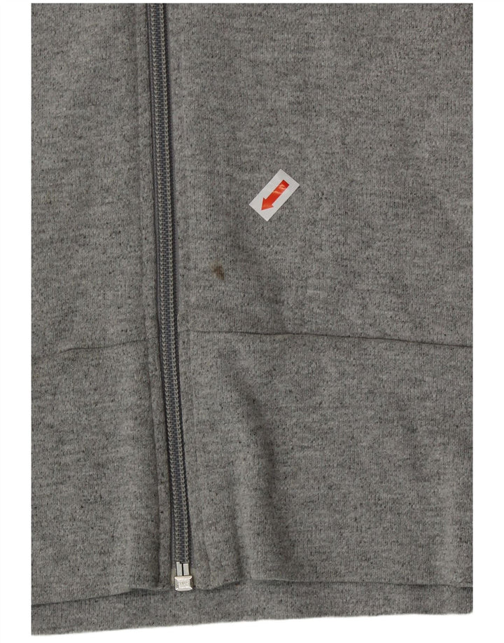 Adidas Womens Crop Tracksuit Top Jacket UK 12 Medium Grey Cotton