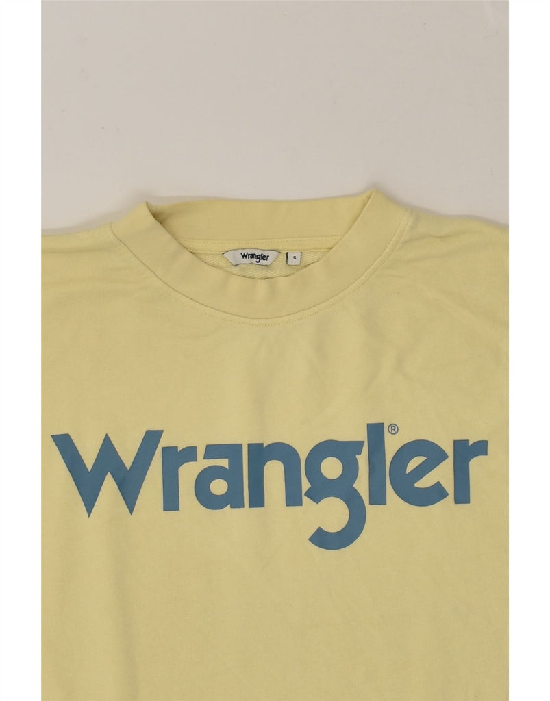 WRANGLER Mens Graphic Sweatshirt Jumper Small Yellow Cotton | Vintage Wrangler | Thrift | Second-Hand Wrangler | Used Clothing | Messina Hembry 