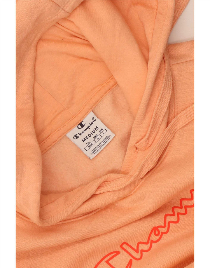 Champion Womens Graphic Oversized Hoodie Jumper UK 14 Medium Orange