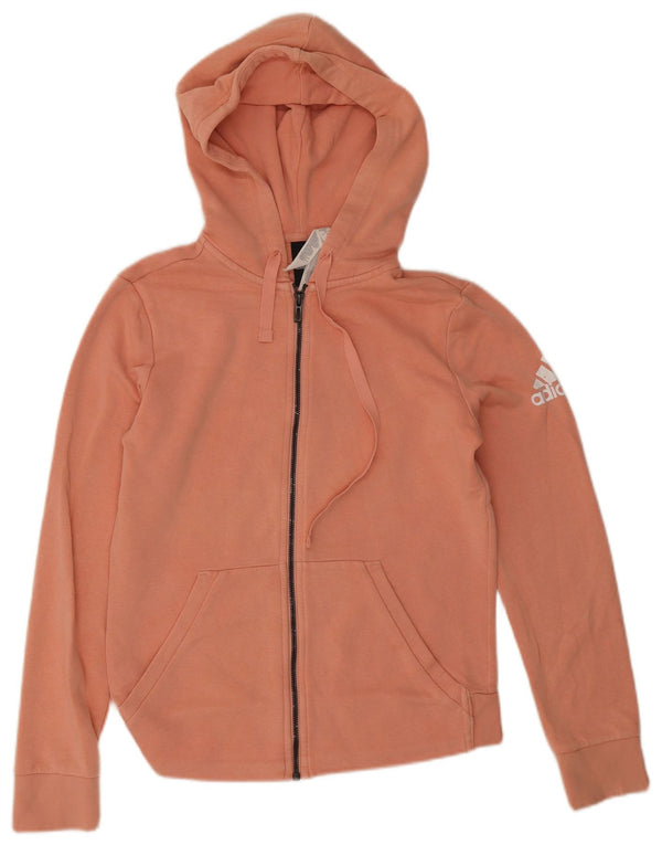 Adidas Womens Graphic Zip Hoodie Sweater UK 8/10 Small Pink Cotton