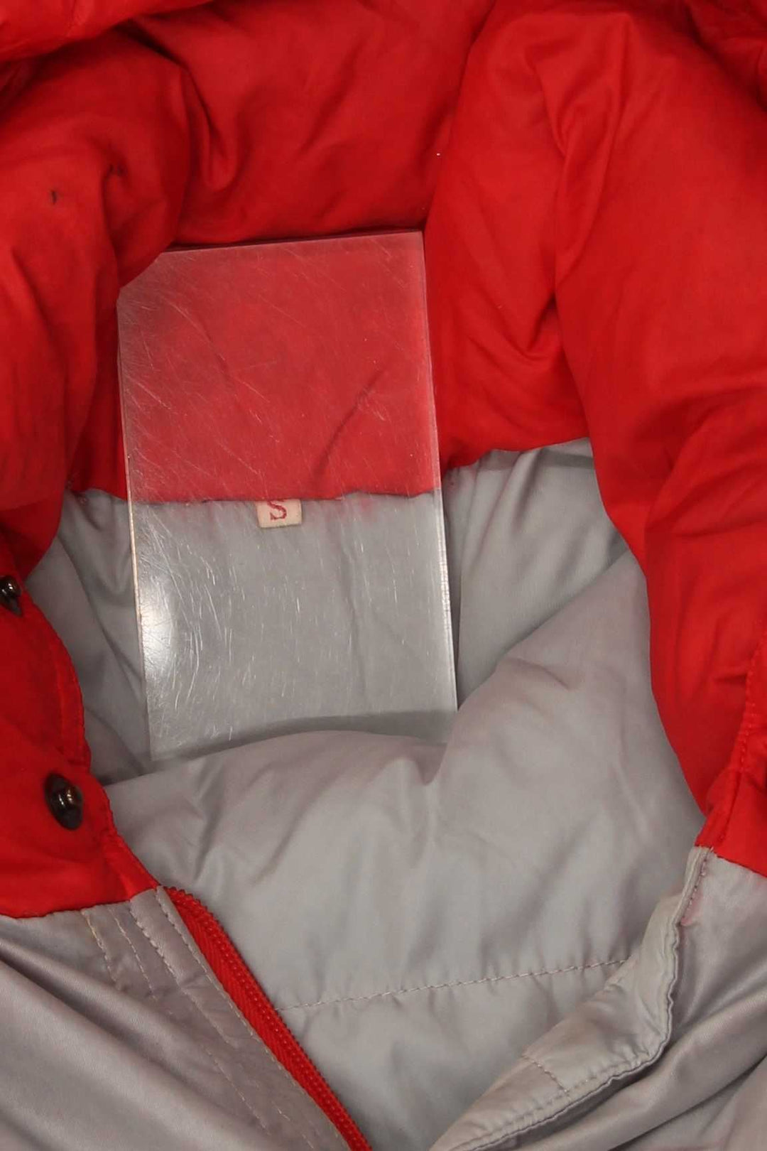 VINTAGE Mens Hooded Padded Jacket UK 36 Small Red Colourblock Polyamide