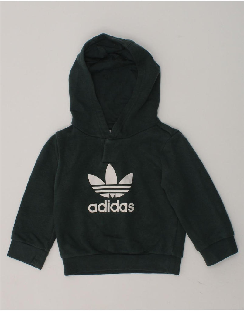 ADIDAS Baby Boys Graphic Hoodie Jumper 6-9 Months Green Cotton | Vintage Adidas | Thrift | Second-Hand Adidas | Used Clothing | Messina Hembry 