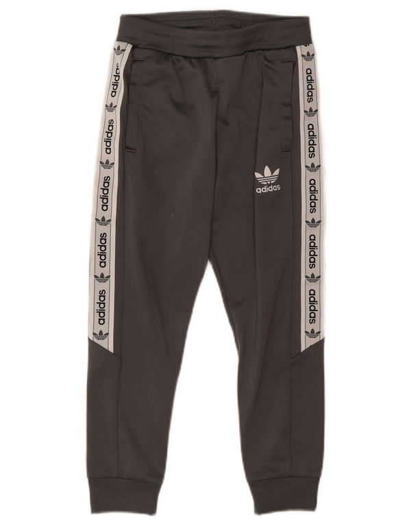 Adidas Boys Graphic Tracksuit Trousers Joggers 6-7 Years Grey Colourblock