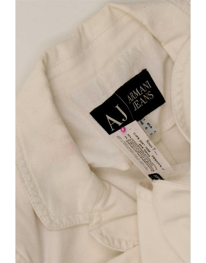 Armani Jeans Womens 3 Button Blazer Jacket UK 10 Small White Cotton