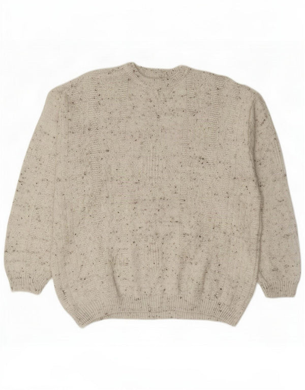 Vintage Mens Crew Neck Jumper Sweater XL Grey Flecked Polyacrylic