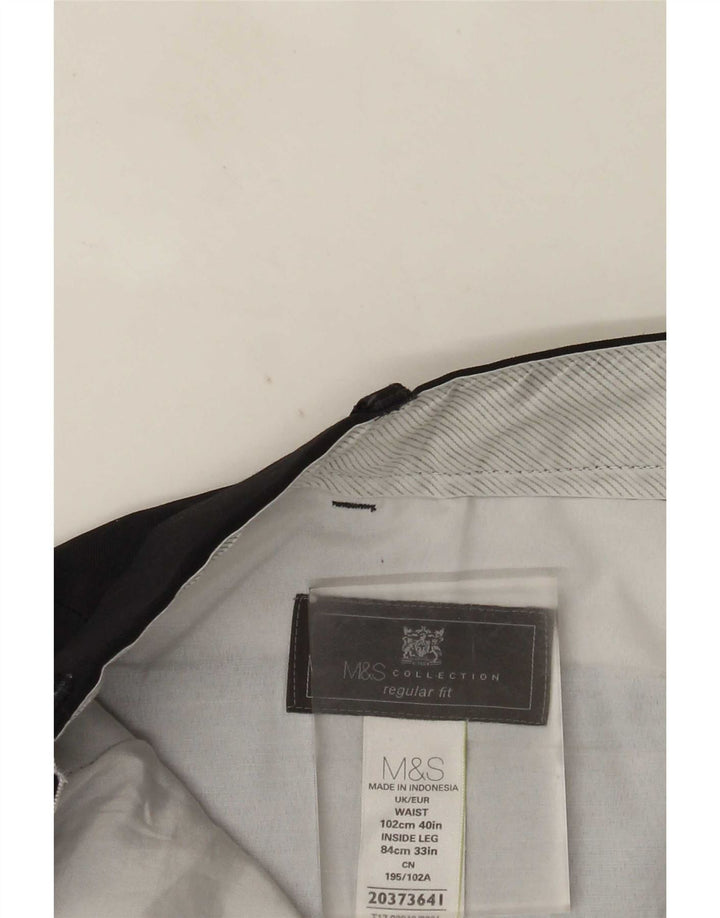 Marks & Spencer Mens Straight Regular Fit Suit Trousers W40 L33 Navy Blue