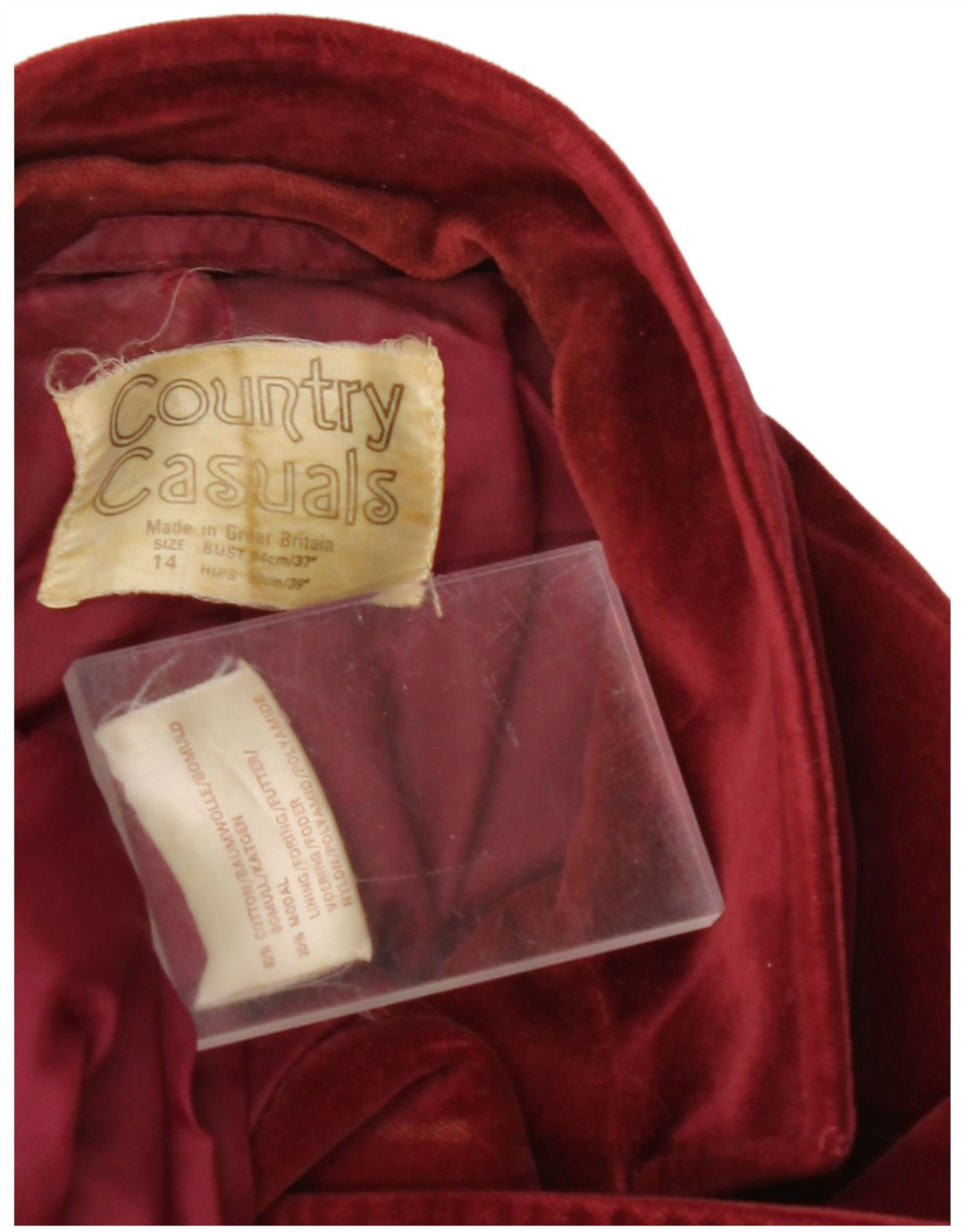 COUNTRY CASUALS Womens 2 Button Velvet Blazer Jacket UK 14 Large Burgundy