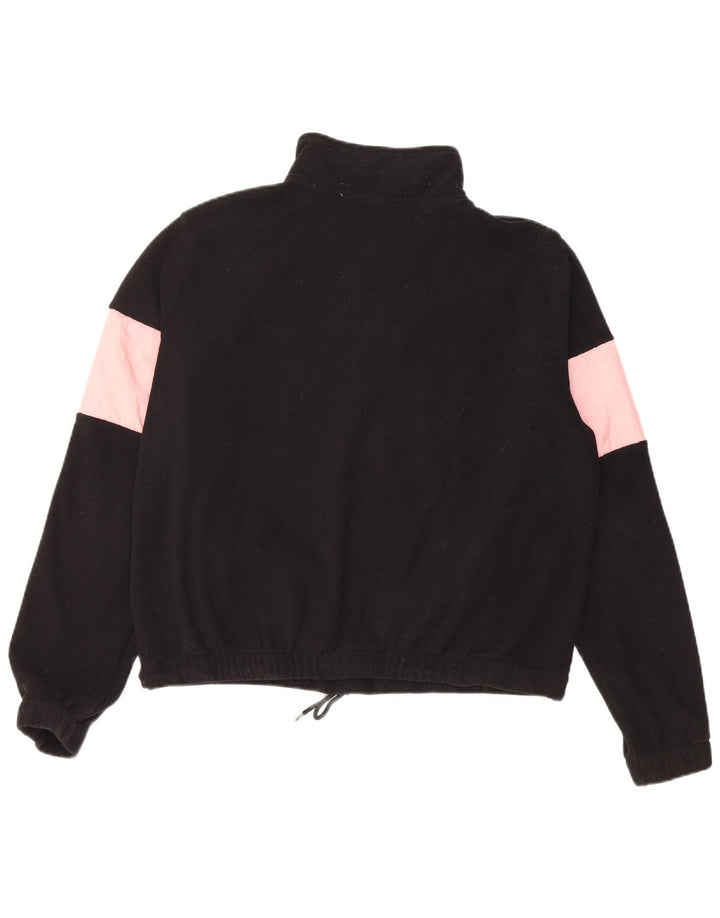 Ellesse Womens Oversized Graphic Fleece Jumper UK 8 Small Black Colourblock