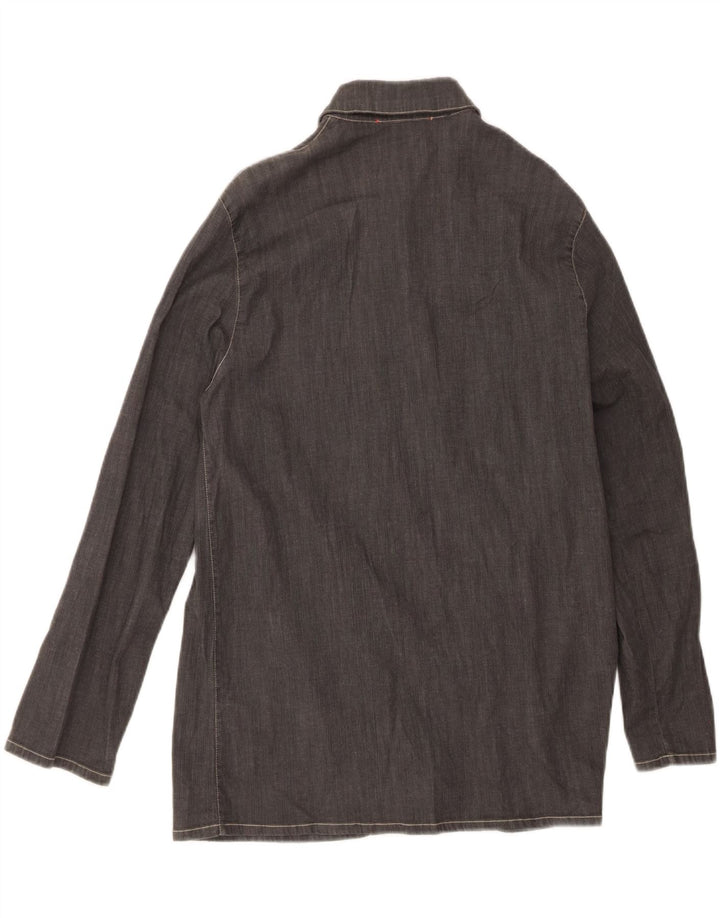 KRIZIA Womens Denim Shirt UK 18 XL Grey Cotton Vintage Krizia and Second-Hand Krizia from Messina Hembry 