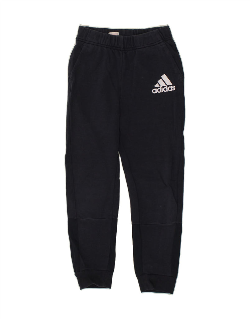 ADIDAS Boys Graphic Tracksuit Trousers Joggers 9-10 Years Navy Blue Cotton | Vintage Adidas | Thrift | Second-Hand Adidas | Used Clothing | Messina Hembry 