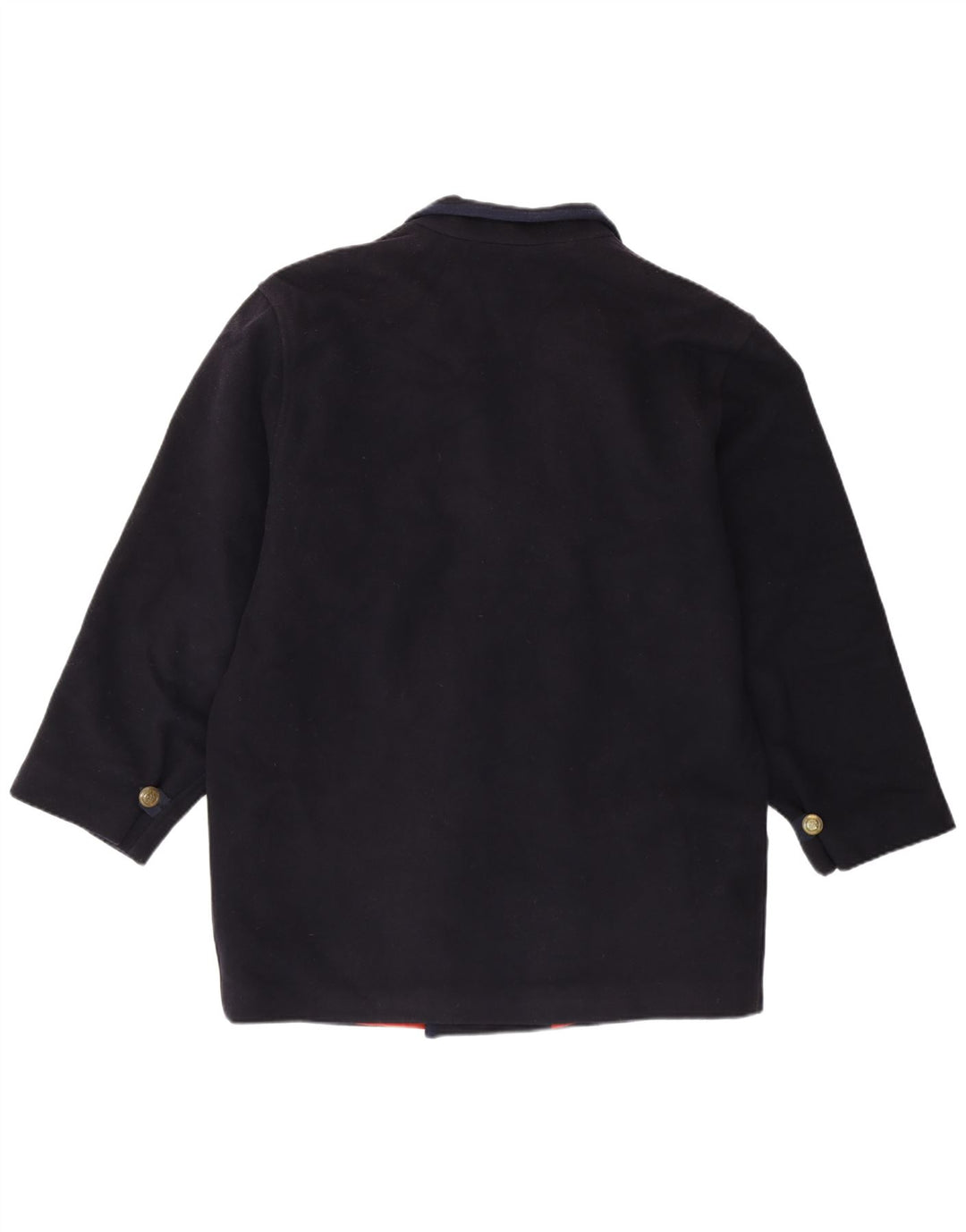 Vintage Mens Regular Fit Double Breasted Coat IT 46 Small Navy Blue Wool