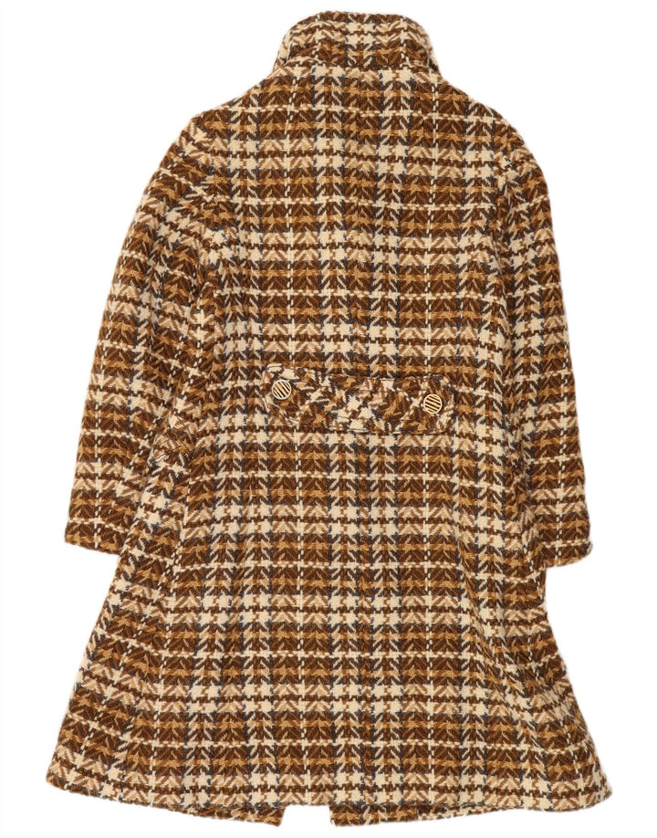 Vintage Womens Overcoat UK 8 Small Brown Herringbone Wool