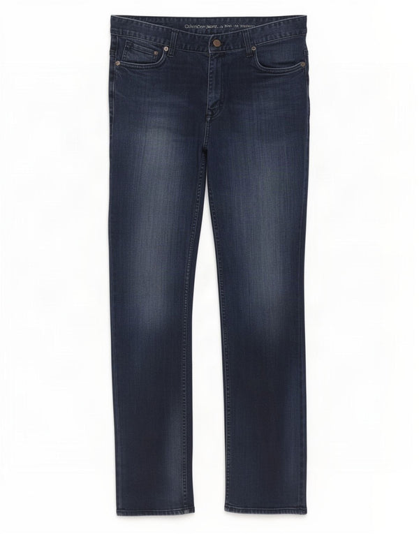 Calvin Klein Mens Straight Jeans W34 L32 Navy Blue Cotton