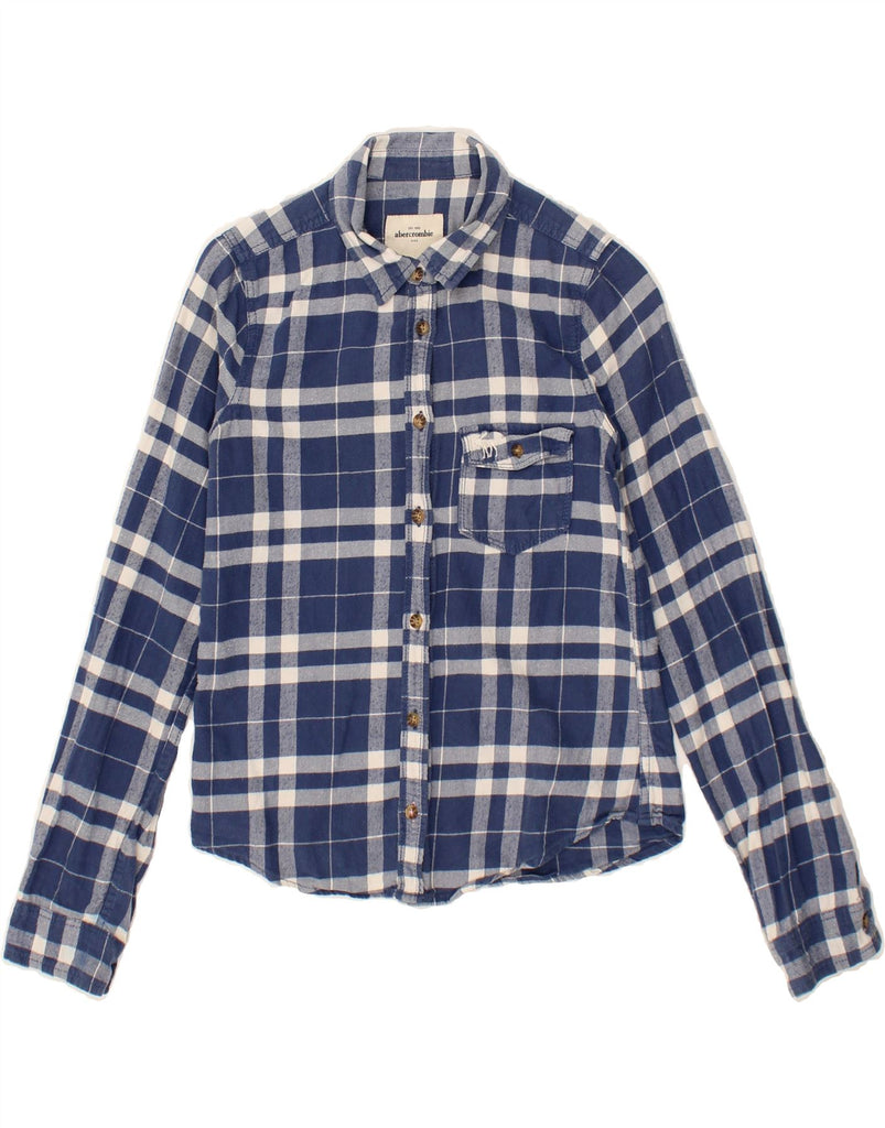 ABERCROMBIE & FITCH Girls Flannel Shirt 13-14 Years XL Navy Blue Check Vintage Abercrombie & Fitch and Second-Hand Abercrombie & Fitch from Messina Hembry 