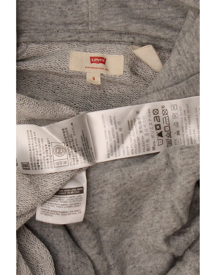 Levi's Mens Graphic Hoodie Jumper Small Grey Flecked Cotton
