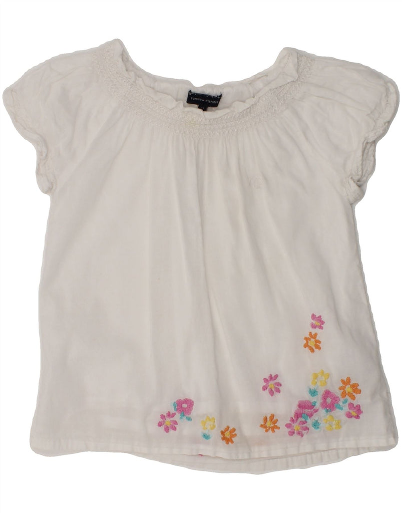 TOMMY HILFIGER Baby Girls Top 18-24 Months White Floral Cotton | Vintage Tommy Hilfiger | Thrift | Second-Hand Tommy Hilfiger | Used Clothing | Messina Hembry 