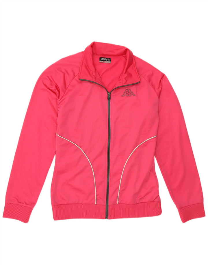 Kappa Womens Tracksuit Top Jacket UK 16 Large Pink Polyester