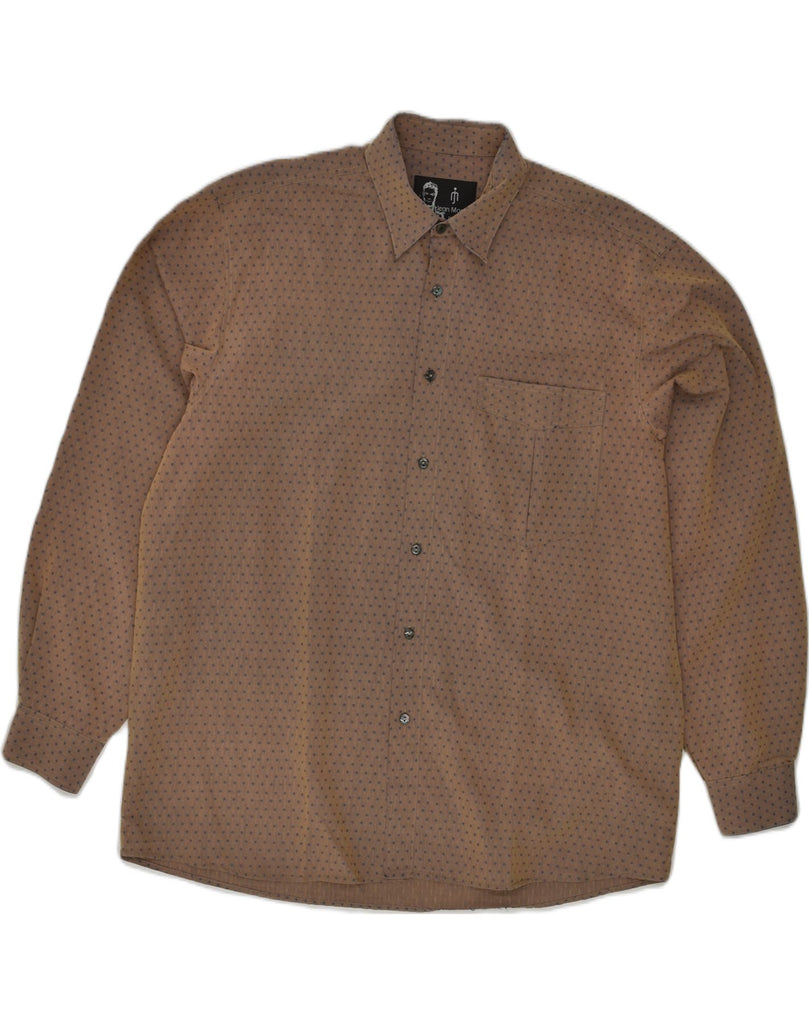 VINTAGE Mens Shirt Medium Brown Spotted Cotton | Vintage Vintage | Thrift | Second-Hand Vintage | Used Clothing | Messina Hembry 