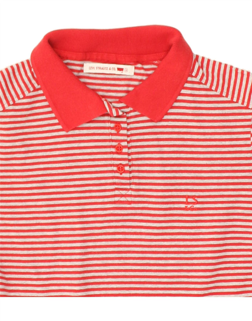 LEVI'S Womens Polo Shirt UK 12 Medium Red Striped Cotton | Vintage Levi's | Thrift | Second-Hand Levi's | Used Clothing | Messina Hembry 