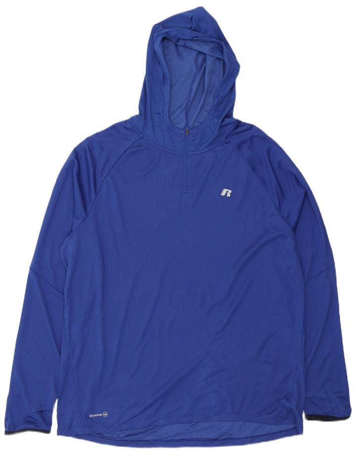 Russell Athletic Mens Dri-Power Hooded Pullover Tracksuit Top XL Navy Blue