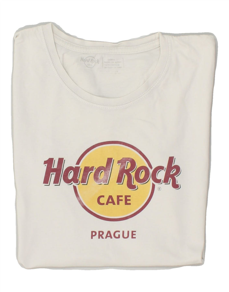 HARD ROCK CAFE Womens Prague Graphic T-Shirt Top UK 16 Large Off White | Vintage Hard Rock Cafe | Thrift | Second-Hand Hard Rock Cafe | Used Clothing | Messina Hembry 