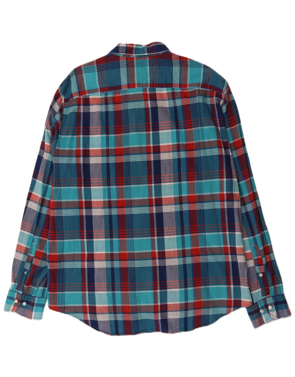 TOMMY HILFIGER Mens New York Fit Shirt 2XL Blue Check Cotton