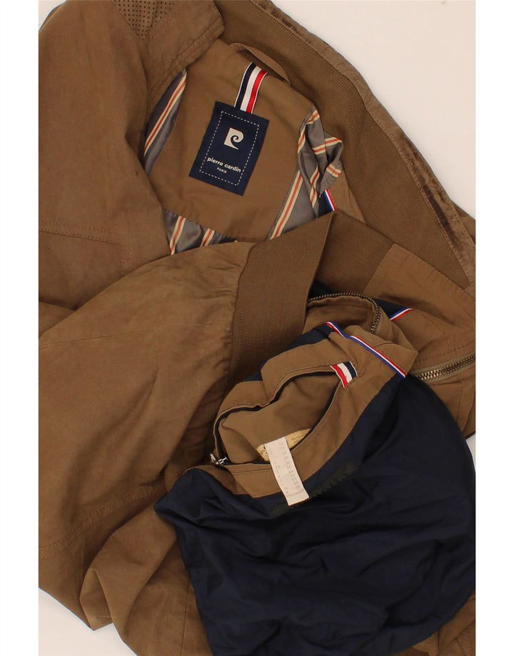 PIERRE CARDIN Mens Bomber Jacket IT 56 3XL Brown Polyamide